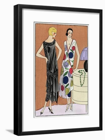 Two Young Ladies in Dresses by Doucet-null-Framed Art Print