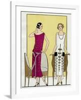 Two Young Ladies in Dresses by Jeanne Lanvin-null-Framed Art Print