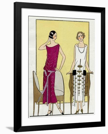 Two Young Ladies in Dresses by Jeanne Lanvin-null-Framed Art Print