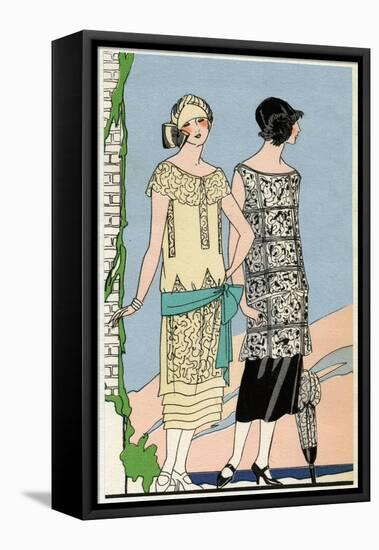 Two Young Ladies in Outfits by Bernard-null-Framed Stretched Canvas