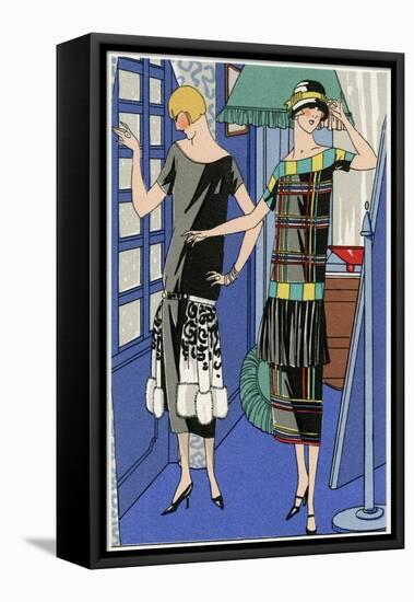 Two Young Ladies in Outfits by Drecoll and Jenny-null-Framed Stretched Canvas