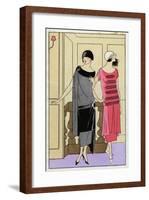 Two Young Ladies in Outfits by Drecoll-null-Framed Art Print