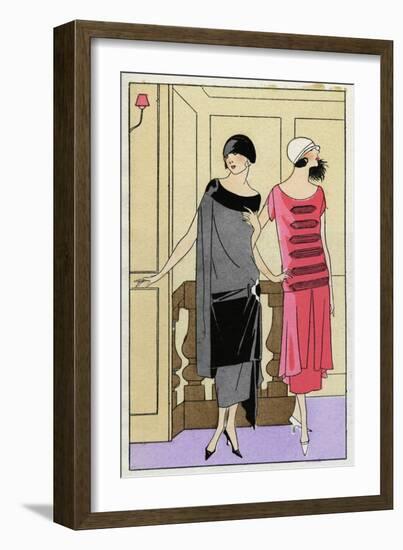 Two Young Ladies in Outfits by Drecoll-null-Framed Art Print