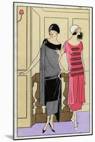 Two Young Ladies in Outfits by Drecoll-null-Mounted Art Print