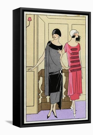 Two Young Ladies in Outfits by Drecoll-null-Framed Stretched Canvas