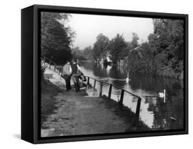 Two Young Men at the River Lea-null-Framed Stretched Canvas