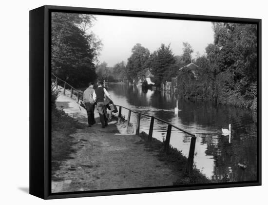 Two Young Men at the River Lea-null-Framed Stretched Canvas