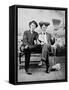 Two Young Men on a Bench with a Broom, Ca. 1900-null-Framed Stretched Canvas