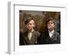 Two Young Newsboys Smoking, Saint Louis, Missouri, Usa, 1910 (Coloured Photo)-Lewis Wickes Hine-Framed Giclee Print