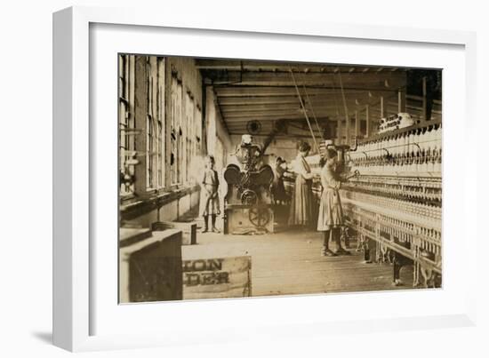 Two Young Spinners in Catawba Cotton Mills, Newton, North Carolina, 1908-Lewis Wickes Hine-Framed Photographic Print