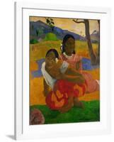 Two young Tahitian women, crouching on the ground. Oil on canvas (1892) 105 x 77.5 cm Cat. W 454.-Paul Gauguin-Framed Giclee Print