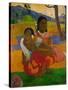 Two young Tahitian women, crouching on the ground. Oil on canvas (1892) 105 x 77.5 cm Cat. W 454.-Paul Gauguin-Stretched Canvas