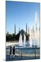Two Young Turkish Girls Pointing to the Blue Mosque, UNESCO World Heritage Site-James Strachan-Mounted Photographic Print