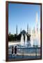 Two Young Turkish Girls Pointing to the Blue Mosque, UNESCO World Heritage Site-James Strachan-Framed Premium Photographic Print