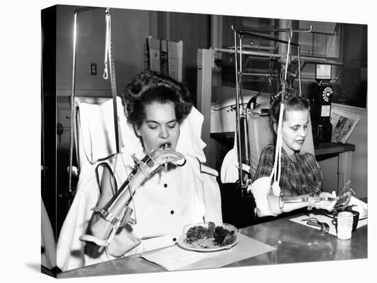 Two Young Women in Rehabilitation after Polio-null-Stretched Canvas
