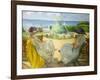 Two Young Women on a Terrace by the Sea, 1922-Henri Lebasque-Framed Giclee Print