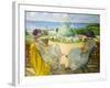 Two Young Women on a Terrace by the Sea, 1922-Henri Lebasque-Framed Giclee Print