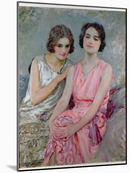 Two Young Women Seated-William Henry Margetson-Mounted Giclee Print