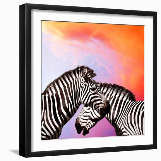 Two Zebras On The Sky-yuran-78-Framed Photographic Print