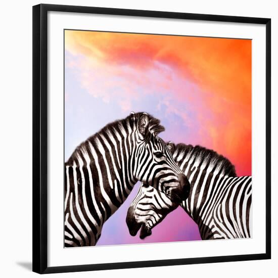 Two Zebras On The Sky-yuran-78-Framed Photographic Print