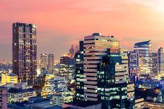 Sunrise over Modern Office Buildings in Business District Center of Bangkok. Skyline View of Citysc-TWStock-Stretched Canvas