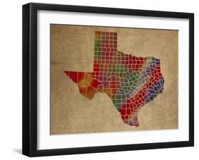 TX Colorful Counties-Red Atlas Designs-Framed Giclee Print