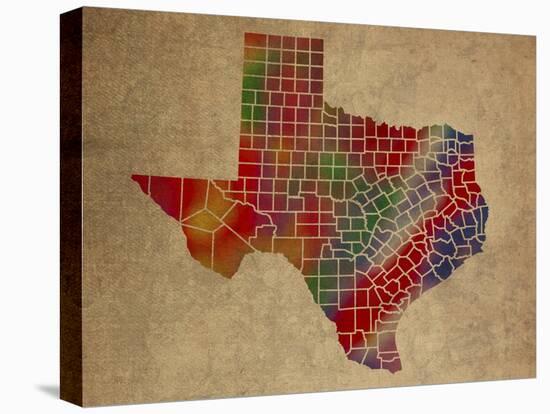 TX Colorful Counties-Red Atlas Designs-Stretched Canvas