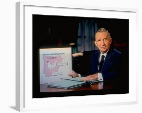 TX Magnate Ross Perot with AR State Employment Record Chart, Attacking Candidate Bill Clinton-Ted Thai-Framed Premium Photographic Print