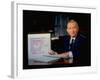 TX Magnate Ross Perot with AR State Employment Record Chart, Attacking Candidate Bill Clinton-Ted Thai-Framed Premium Photographic Print