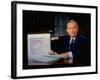 TX Magnate Ross Perot with AR State Employment Record Chart, Attacking Candidate Bill Clinton-Ted Thai-Framed Premium Photographic Print