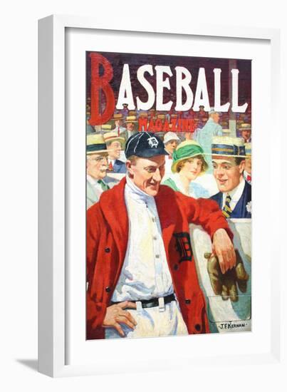 Ty Cobb Painting Of Detroit Tigers Centerfielder Ty Cobb (1886-1961) 1916 Issue Baseball Magazine-JF Kernan-Framed Art Print