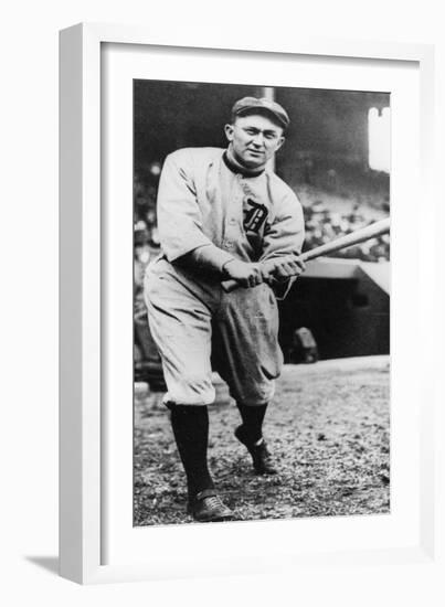 Ty Cobb, Star of the Detroit Tigers, Batting in 1910-null-Framed Giclee Print