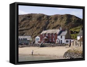 Ty Coch Inn on Beach at Porth Dinllaen Village in Bay on Lleyn Peninsula, North Wales, UK-Pearl Bucknall-Framed Stretched Canvas