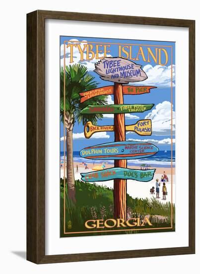 Tybee Island, Georgia - Destination Signs-Lantern Press-Framed Art Print