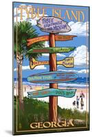 Tybee Island, Georgia - Destination Signs-Lantern Press-Mounted Art Print