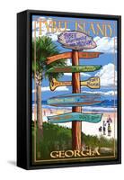 Tybee Island, Georgia - Destination Signs-Lantern Press-Framed Stretched Canvas