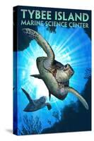 Tybee Island, Georgia - Marine Science Center - Sea Turtle Diving-Lantern Press-Stretched Canvas