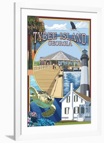 Tybee Island, Georgia - Montage-Lantern Press-Framed Art Print