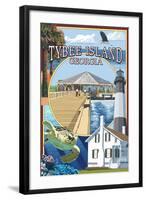 Tybee Island, Georgia - Montage-Lantern Press-Framed Art Print