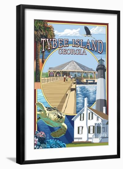 Tybee Island, Georgia - Montage-Lantern Press-Framed Art Print