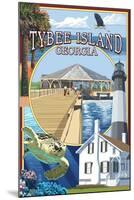 Tybee Island, Georgia - Montage-Lantern Press-Mounted Art Print