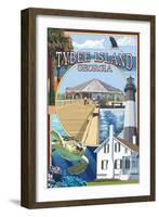 Tybee Island, Georgia - Montage-Lantern Press-Framed Art Print