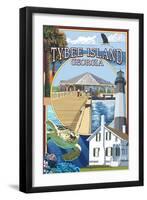 Tybee Island, Georgia - Montage-Lantern Press-Framed Art Print