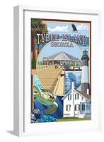 Tybee Island, Georgia - Montage-Lantern Press-Framed Art Print