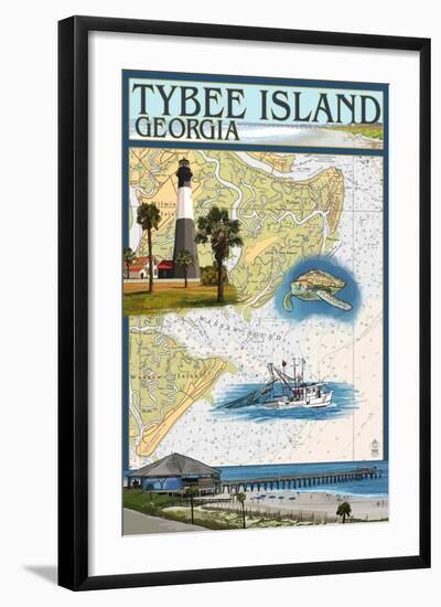 Tybee Island, Georgia - Nautical Chart-Lantern Press-Framed Art Print