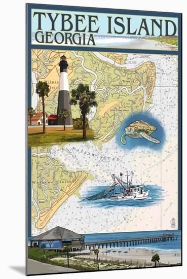 Tybee Island, Georgia - Nautical Chart-Lantern Press-Mounted Art Print