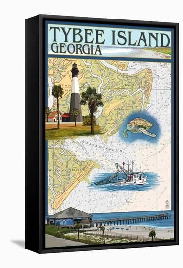 Tybee Island, Georgia - Nautical Chart-Lantern Press-Framed Stretched Canvas