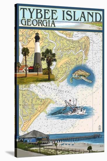 Tybee Island, Georgia - Nautical Chart-Lantern Press-Stretched Canvas