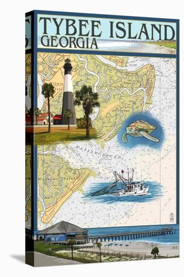 Tybee Island, Georgia - Nautical Chart-Lantern Press-Stretched Canvas