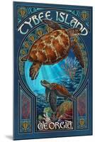 Tybee Island, Georgia - Sea Turtle Art Nouveau-Lantern Press-Mounted Art Print